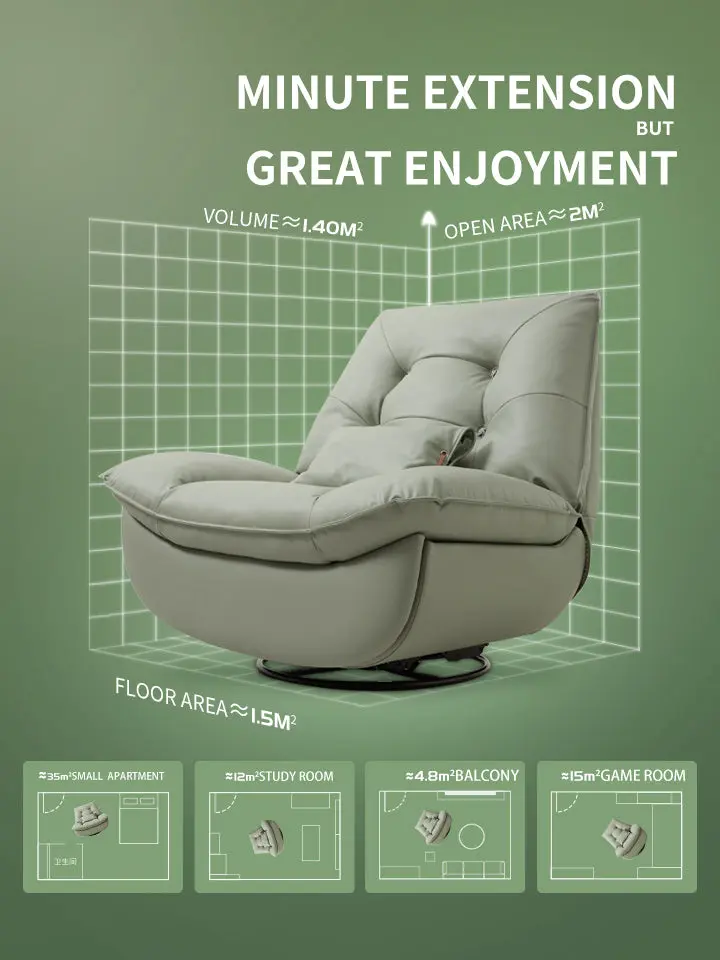 Intelligent Multifunction Recliner Chair Electric Grey Feather PU Leather sitjoy