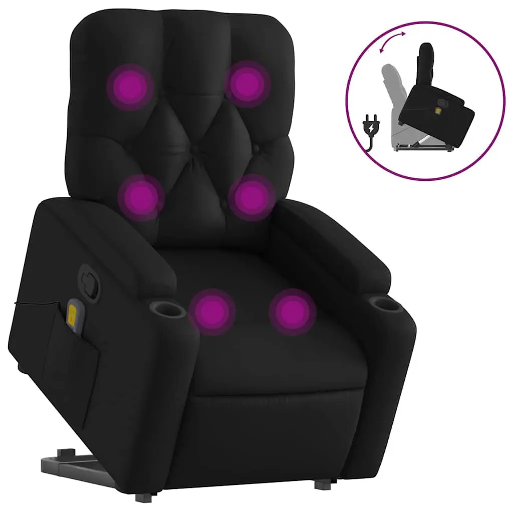Stand Up Massage Recliner Chair Black Faux Leather Power Lift