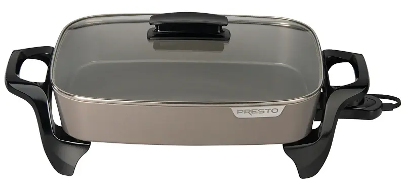Presto 06852 Electric Skillet Cover, 15-3/4 W Cooking Surface, 11-3/4 D Cooking Surface, 1500 W - 1200 Watts
