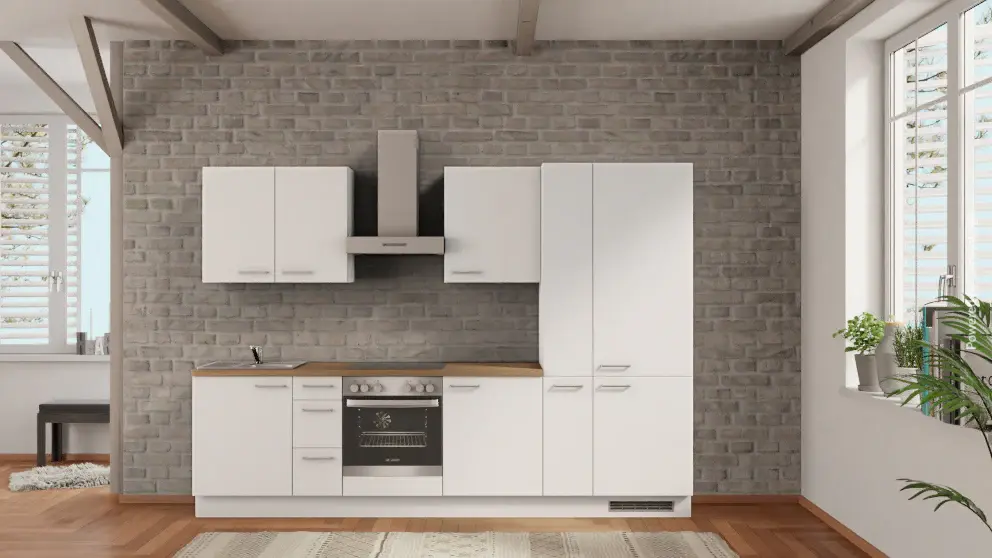 nobilia Built- kitchen Stade 300 cm Chalk Oak Provence electrical appliances