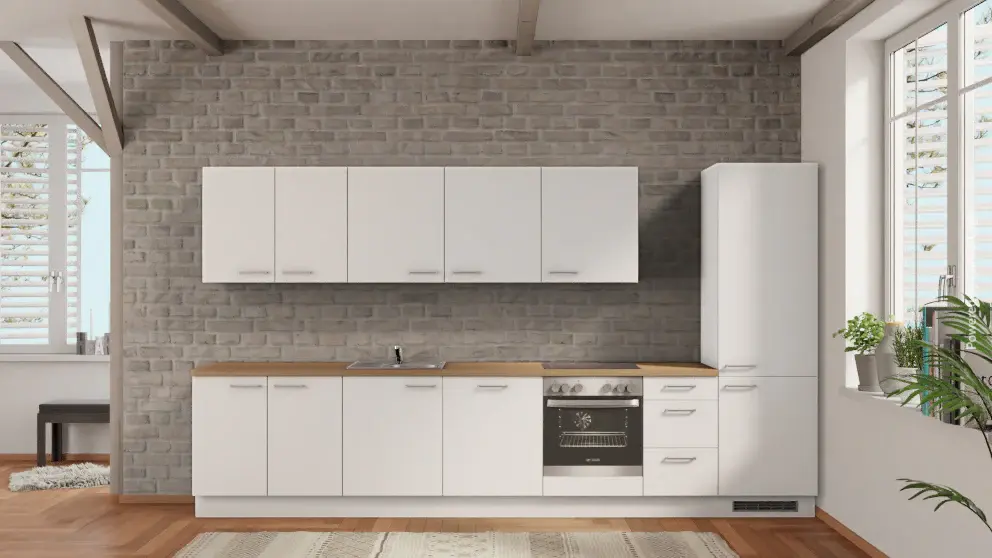 nobilia office kitchen unit Filderstadt 375 cm snow oak Provence electrical appliances