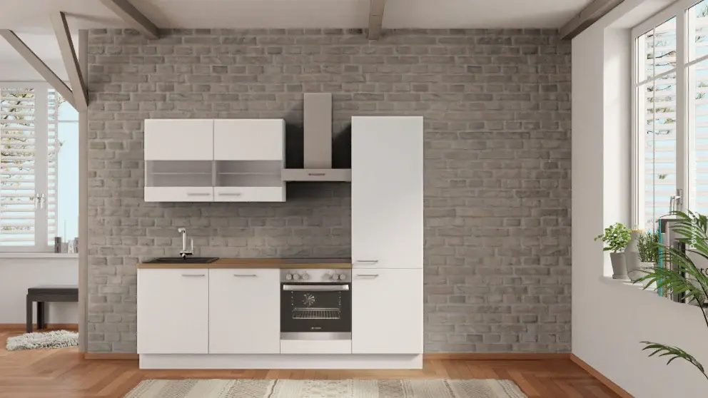 nobilia pantry kitchen Velbert 240 cm alpine chalk matte oak Provence electrical appliances
