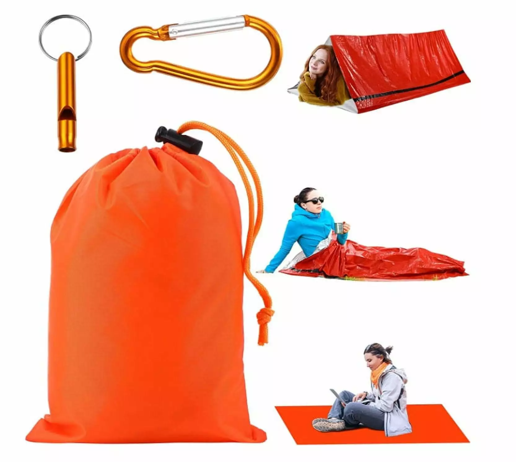 Emergency Sleeping Bag Lightweight Survival Sleeping Bags Whistle Thermal Bivy Sack Camping Hiking Outdoor 1