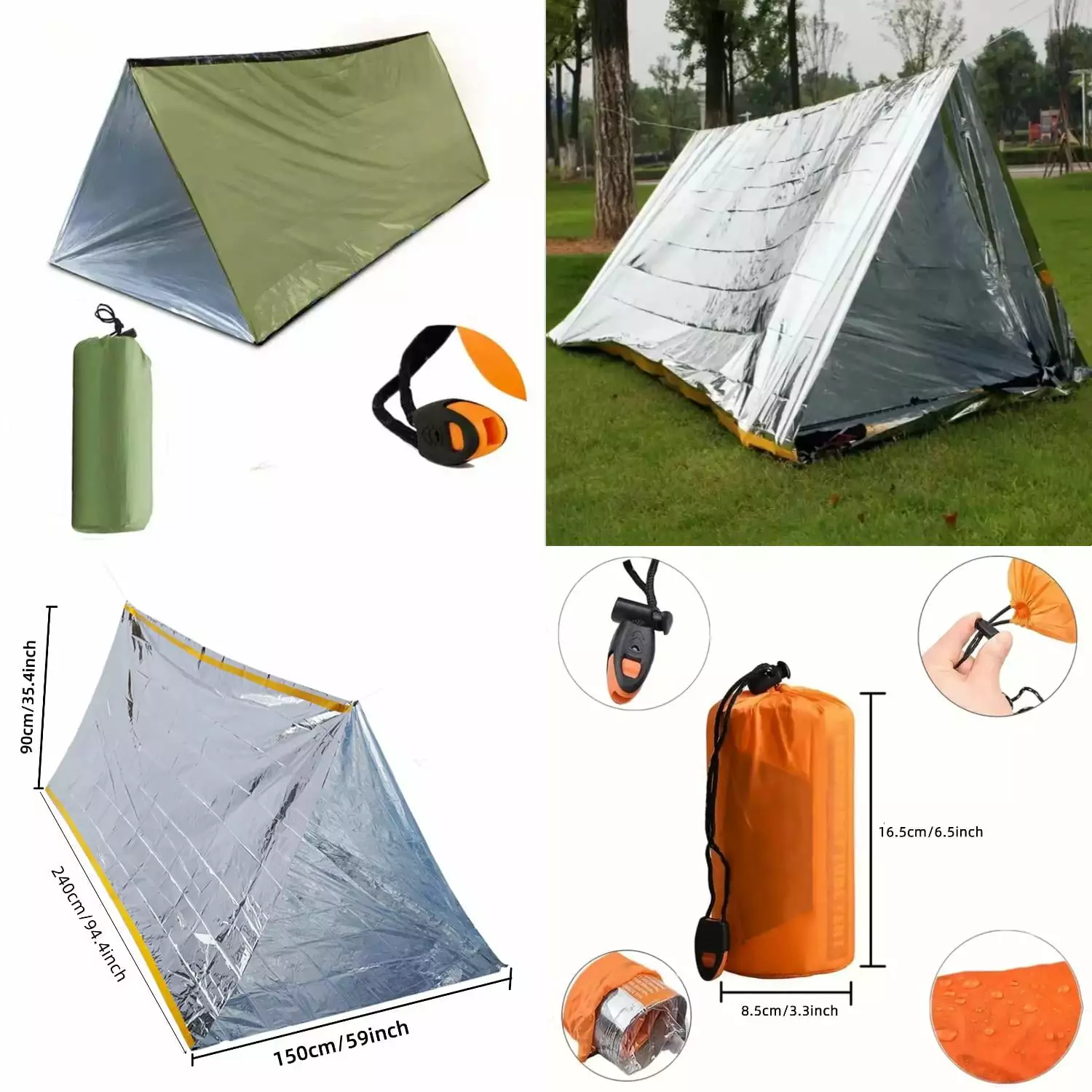 Schronienie awaryjne Bivy zestaw namiot��w survivalowych namiot z rurk? mylarow? ?piw��r wodoodporny zewn?trzny ko...