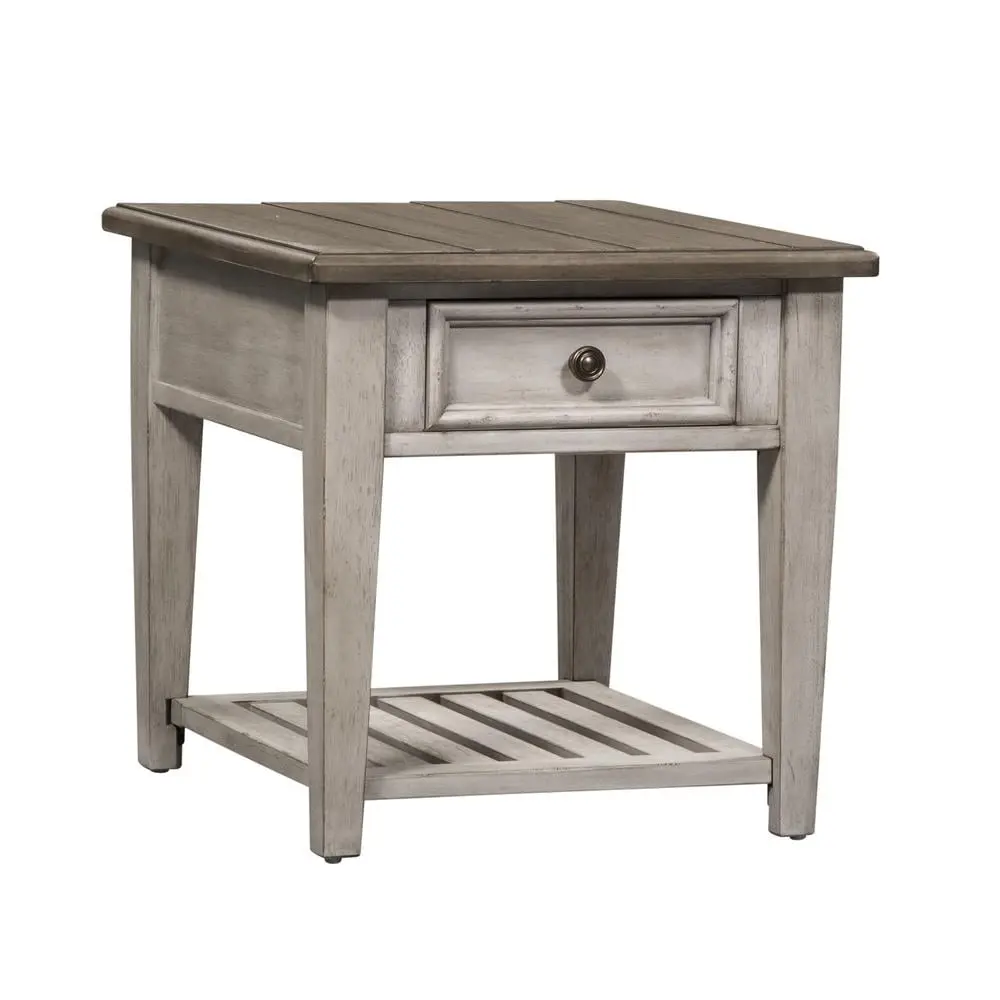 Heartland Off White Wood Drawer End Table Nightstand Storage Liberty Furniture