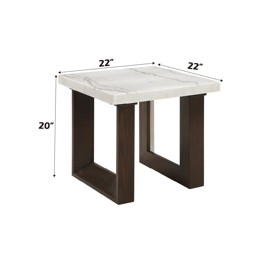 Edwyn End Table Natural Stone Top And Espresso Finish acme onsite store