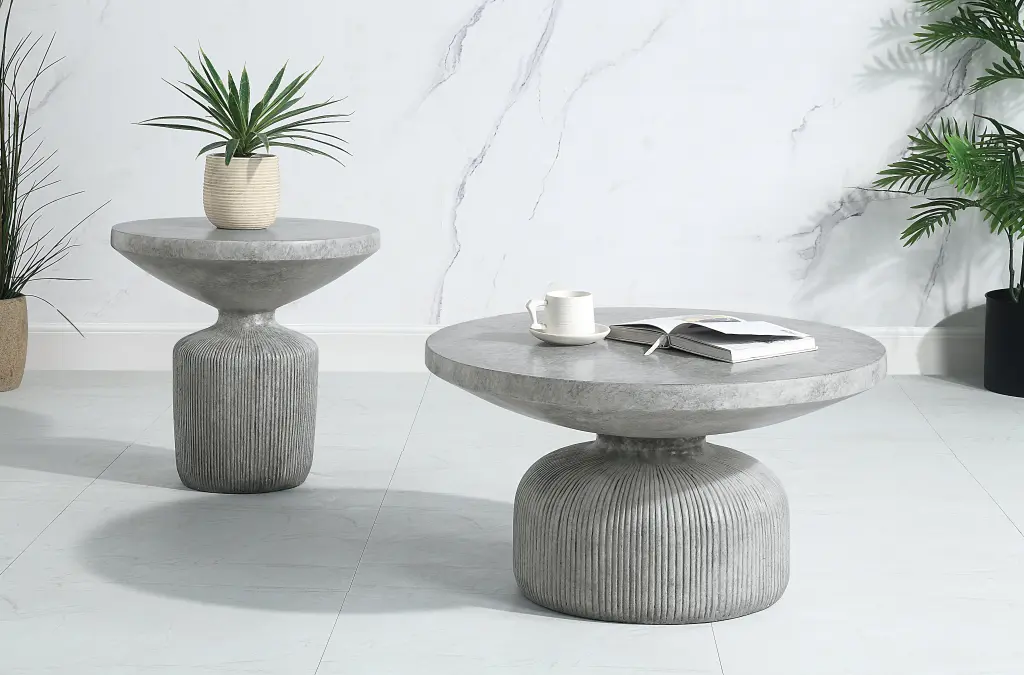 Laddie End Table Weathered Gray Finish Cement Look acme onsite store