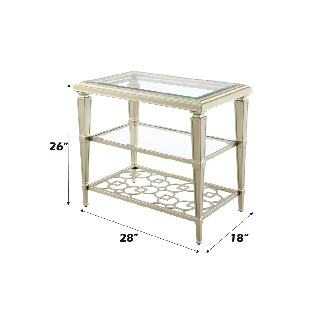 Zaba End Table, Crystal & Champagne Finish LV02786 Champagne Crystal Metallic acme onsite store