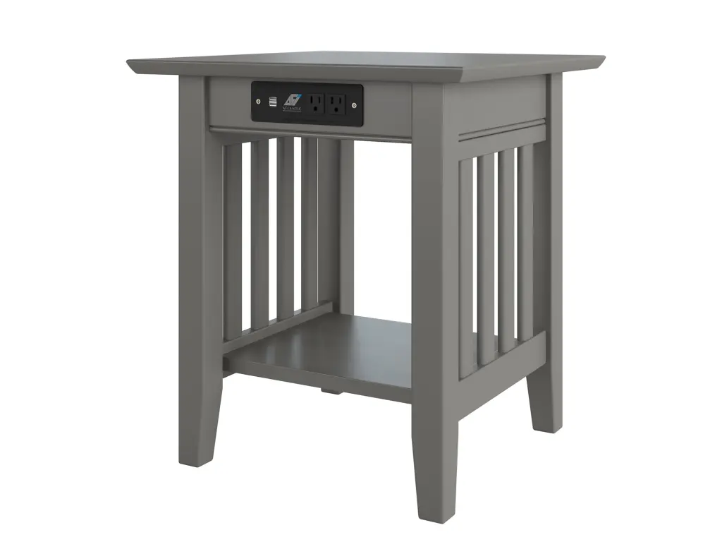 Mission End Table Charger Grey Finish AFI