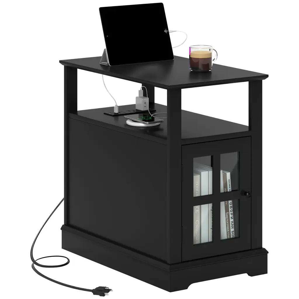 Homcom End Table Charging Station Narrow Side Table USB Ports aosom business