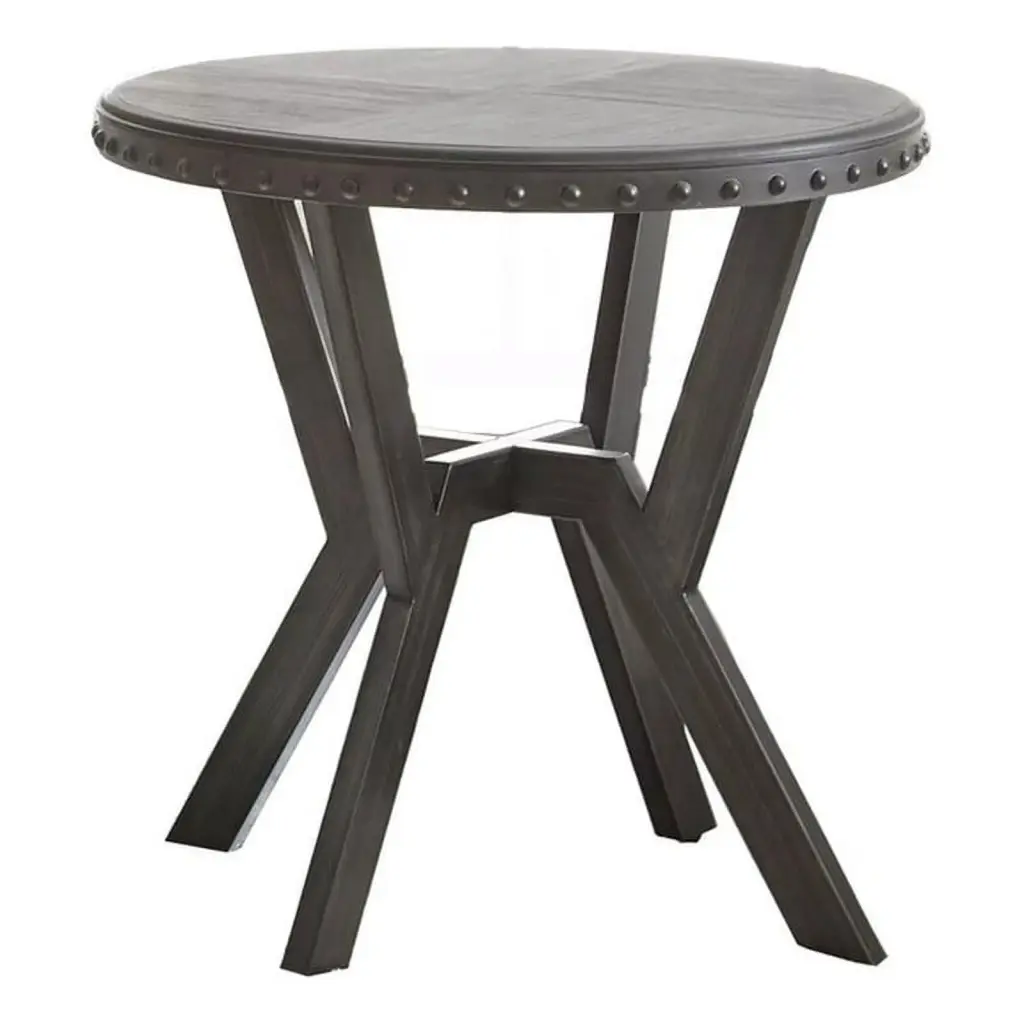 Bowery Hill Round Modern Metal End Table Weathered Gray and Black