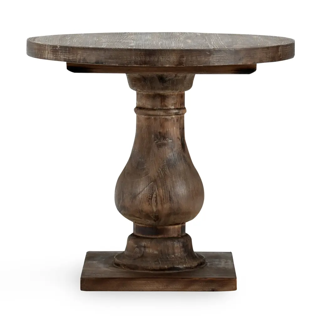 Biltmore Round End Table Aged Brown Antique Pine Finish classic home