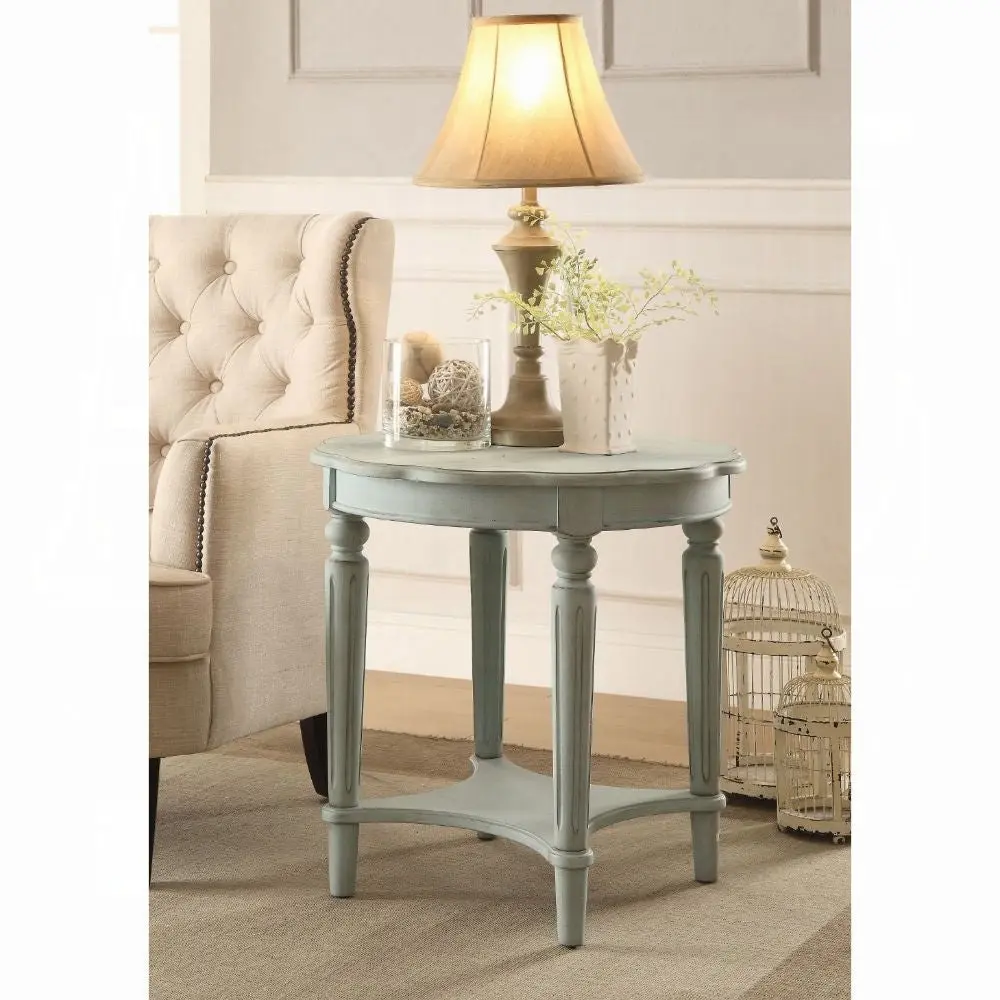 Antique Green End Table Shelf Primary Living Space furniture max
