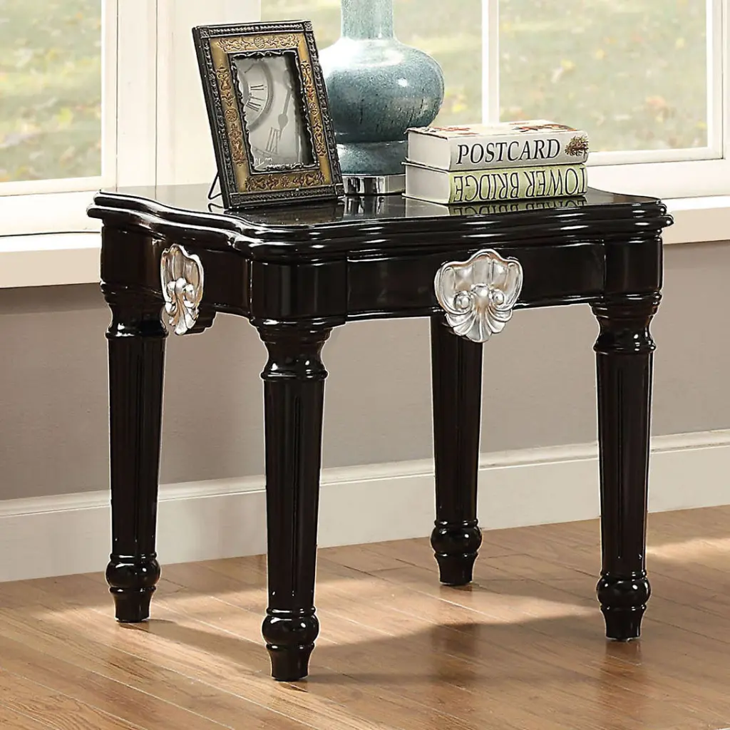 Black End Table Turned Legs Black Primary Living Space Rubberwood furniture max