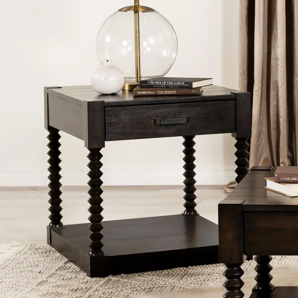 Coffee Bean 1-Drawer End Table - Brown Traditional Living Room Accent Furniture furniture max