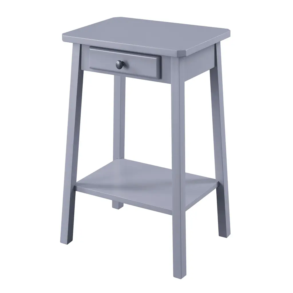 Grey End Table Bottom Shelf Rectangular Living Room Side Table furniture max