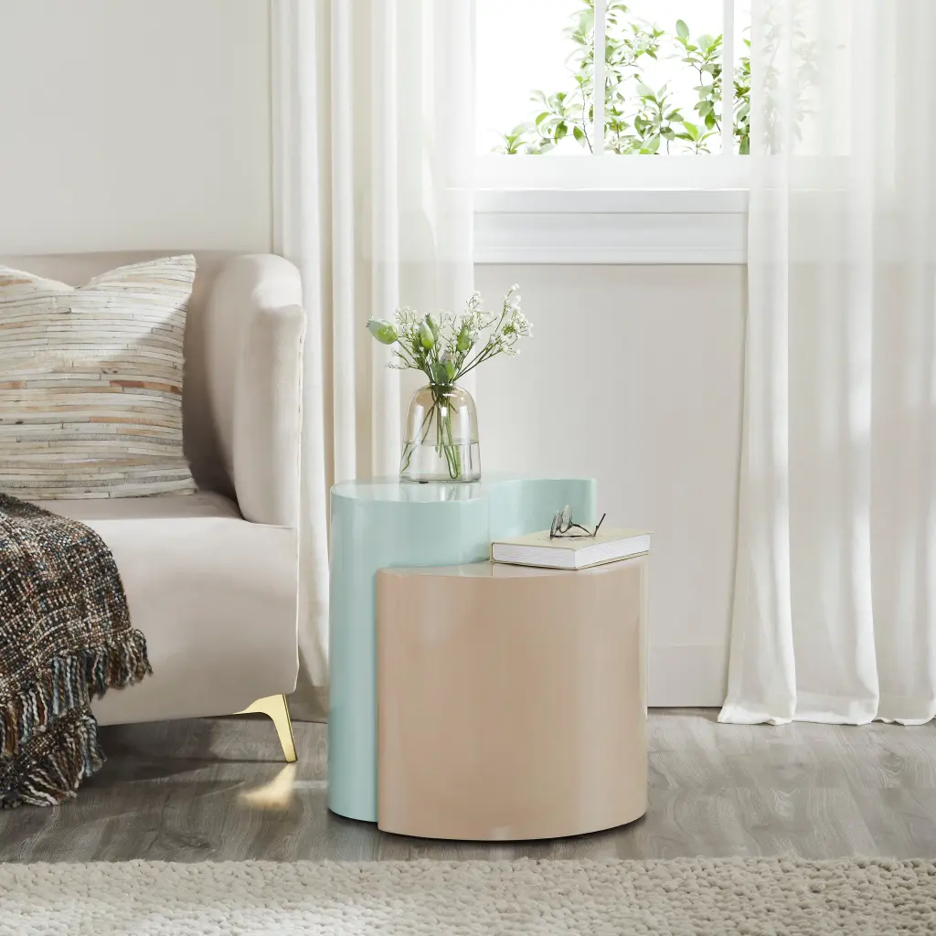 Ying Yang Modern Contemporary Iron End Table Set 2 galaxy home furnishings