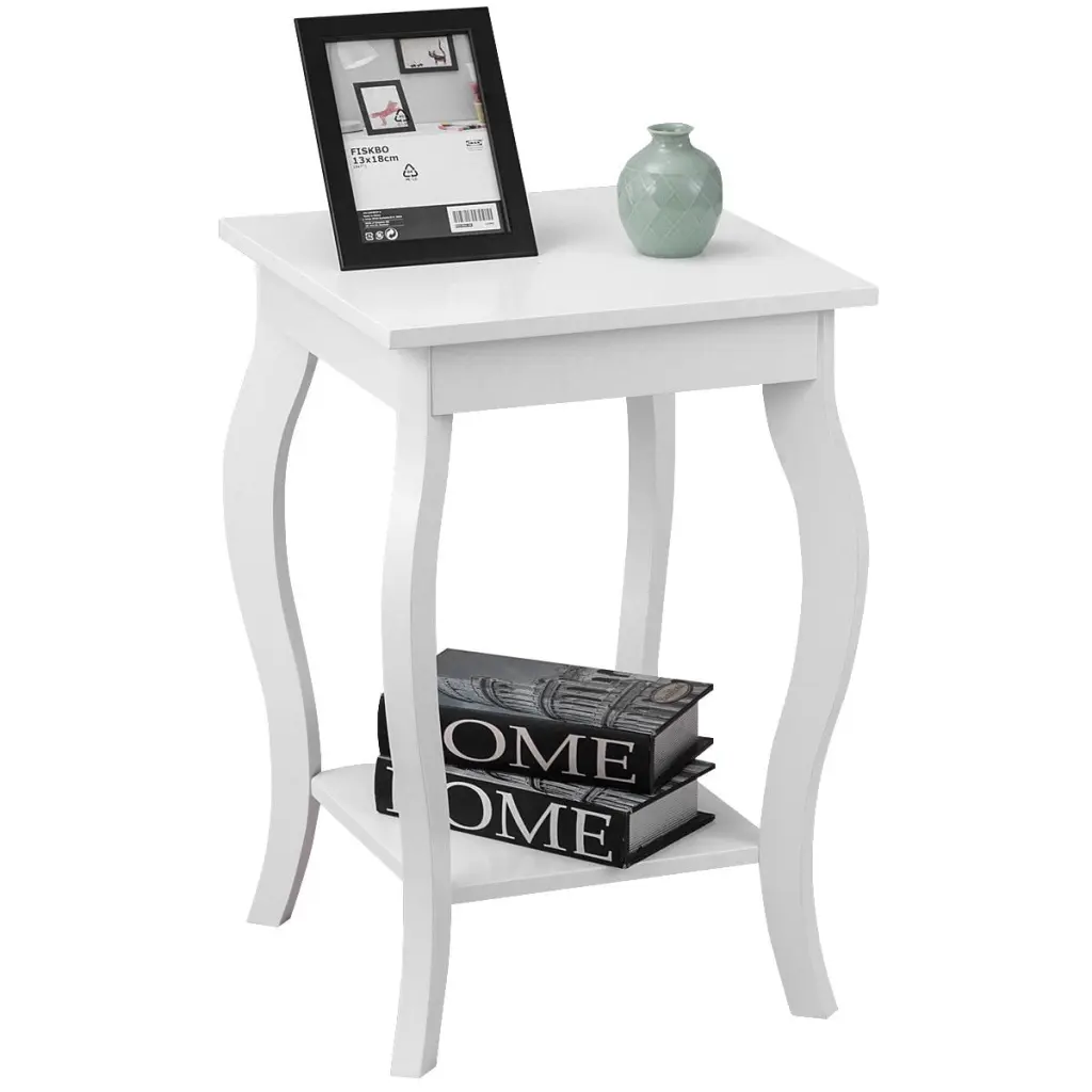 Gymax Accent Side Table Sofa End Table Nightstand Storage Shelf White
