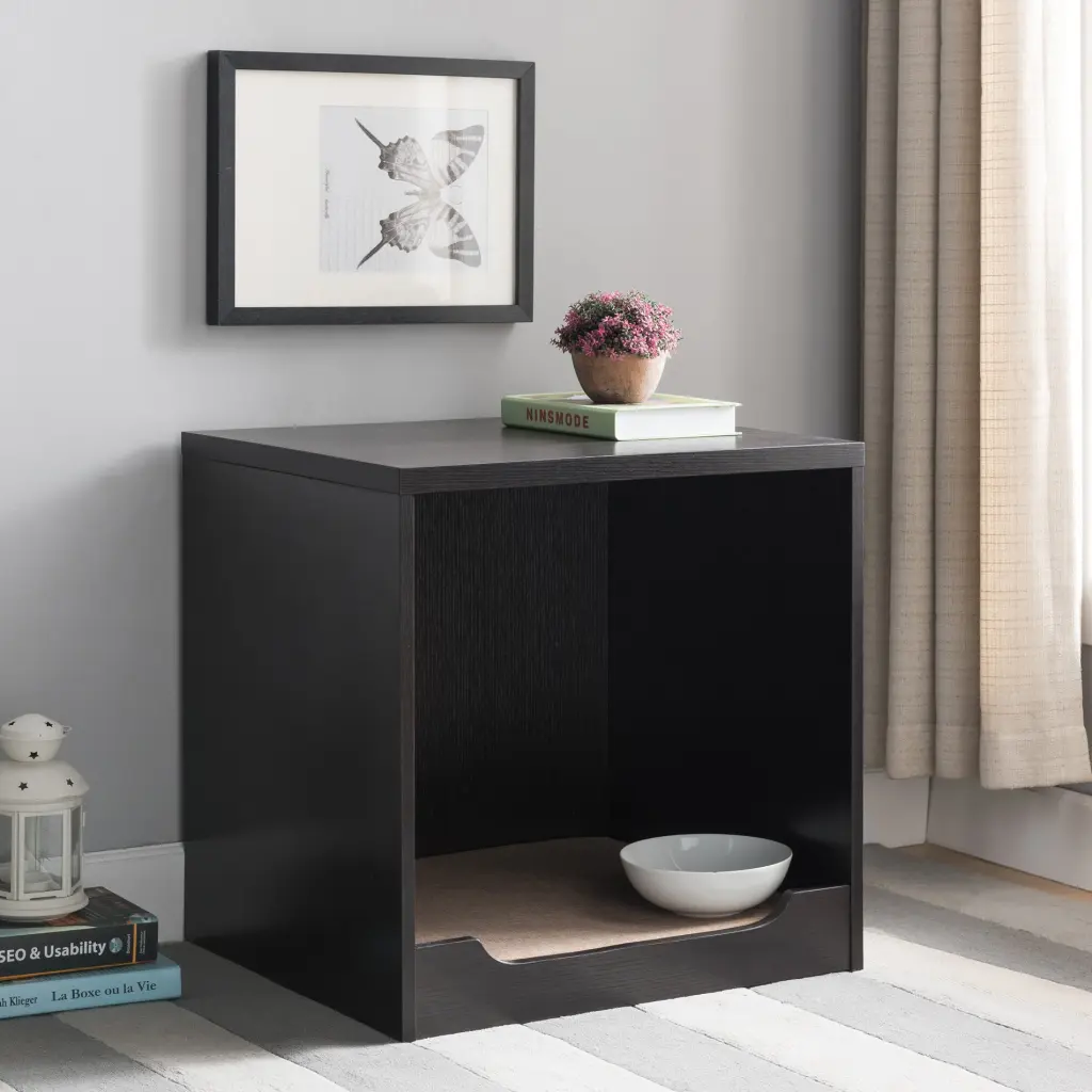 Home Pet End Table Removable Mat Red Cocoa Espresso Particle Board id international- inc.