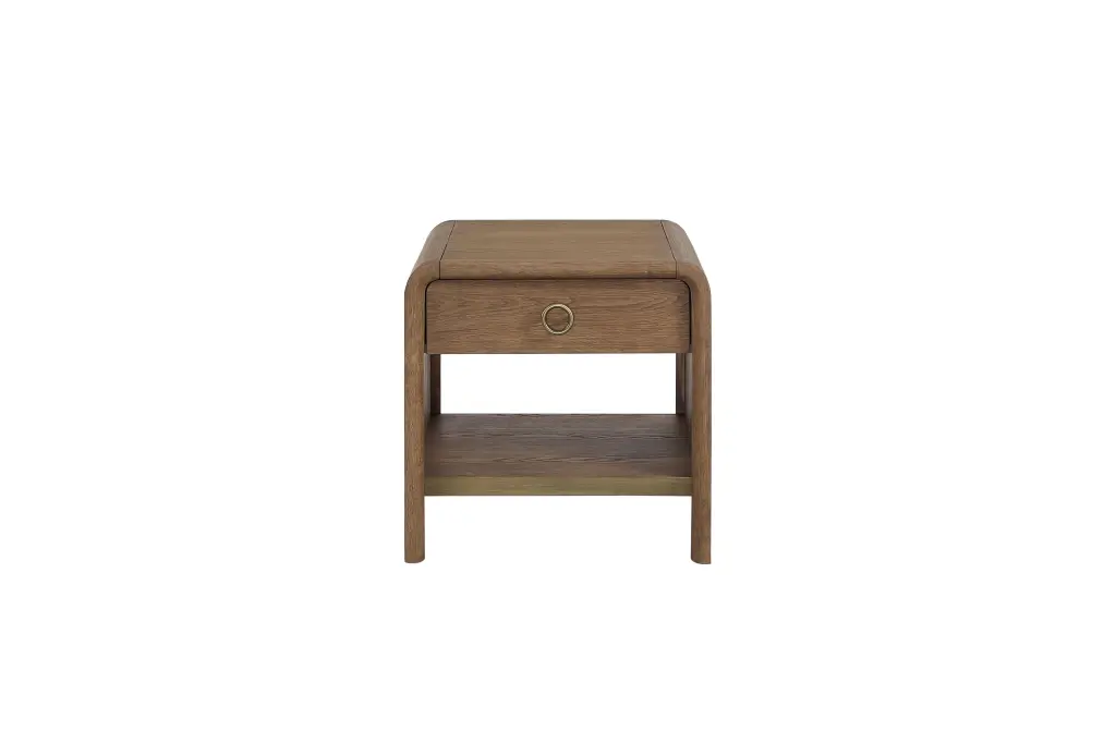 Waterfall End Table Latte Light Brown Solid Wood Mdf ihomefurnishings