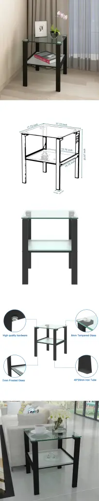 Glass Two Layer Tea Table Small Round Table Bedroom and Living Room jws-w241