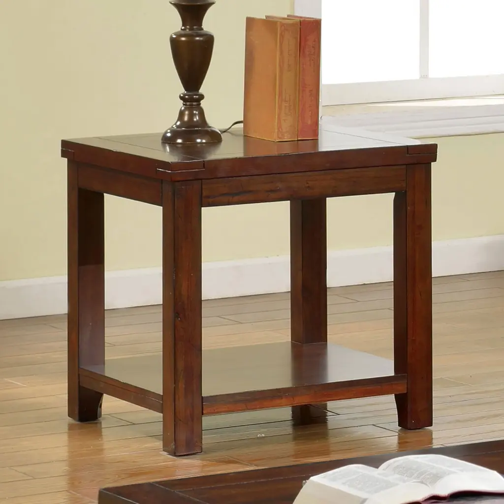 End Table Dark Cherry Open Shelf Natural Timber Grain Design 1Pc Table kanepe