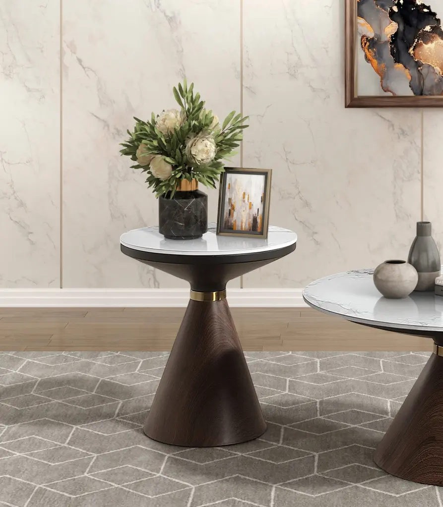 Premium Living Room End Table White Sintered Marble Top Decor kanepe
