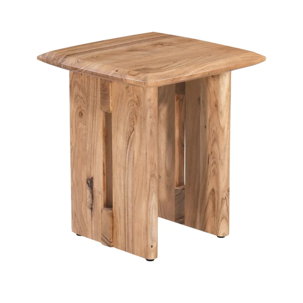 18 . Solid Acacia Wood End Side Table Curved Edges, Modern Living kanepe