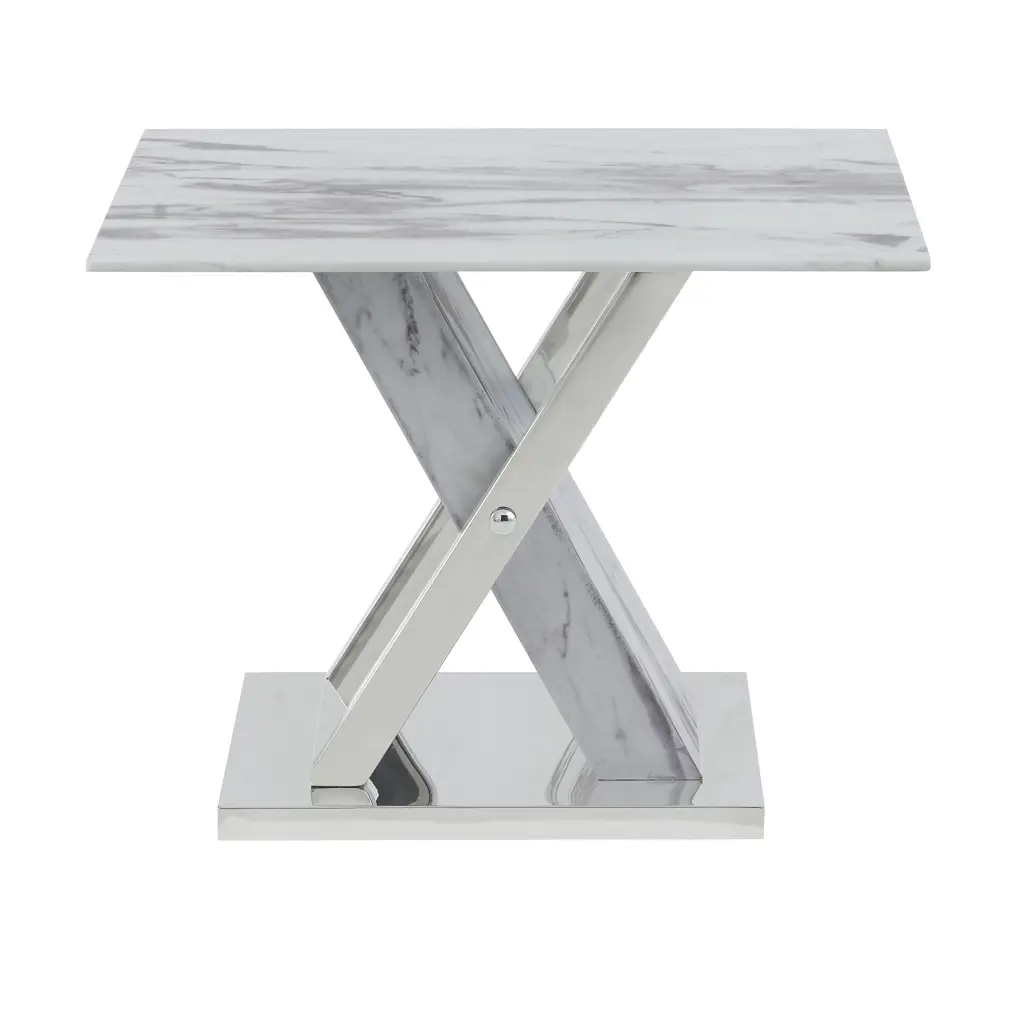 Rubble End Table Marble Top and Solid Wood MDF Base luxe modern furniture