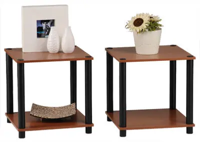 Momentum PBF-0293-303 Cherry Finish Black Accents 2-Piece End Table Set Momentum Furnishings