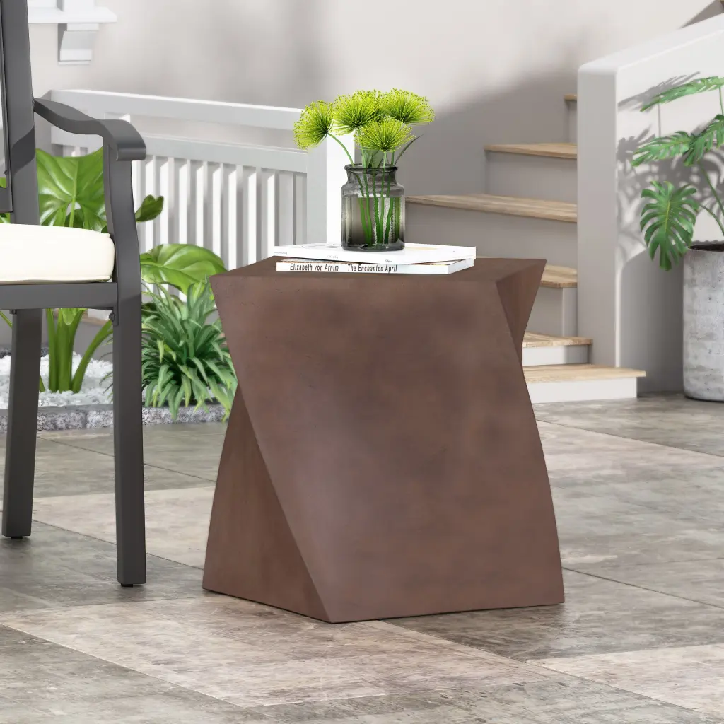 End Table Brown Magnesium Oxide Modern Living Room Side Table nh-gardenpara
