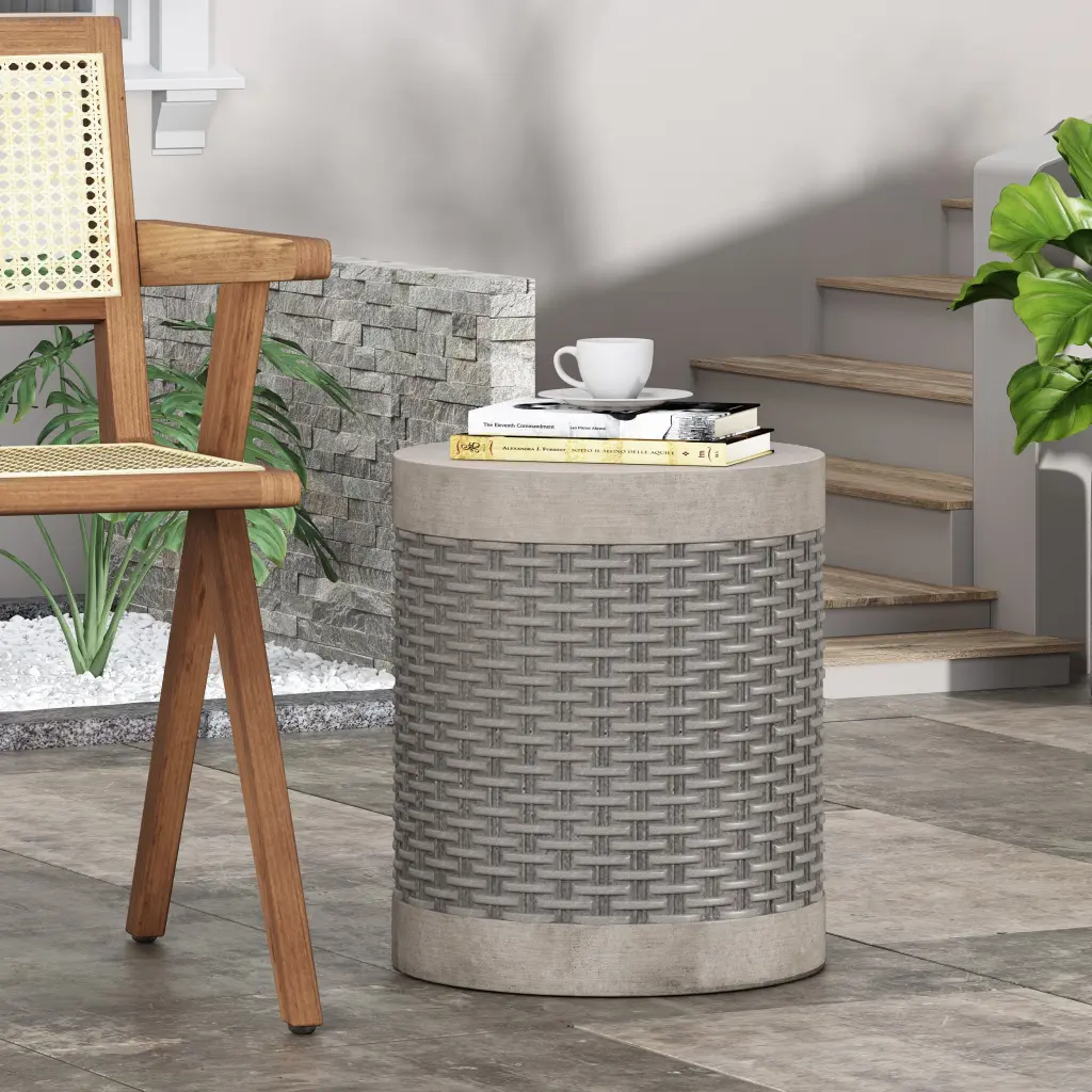 End Table Natural Magnesium Oxide Side Table Living Room nh-gardenpara