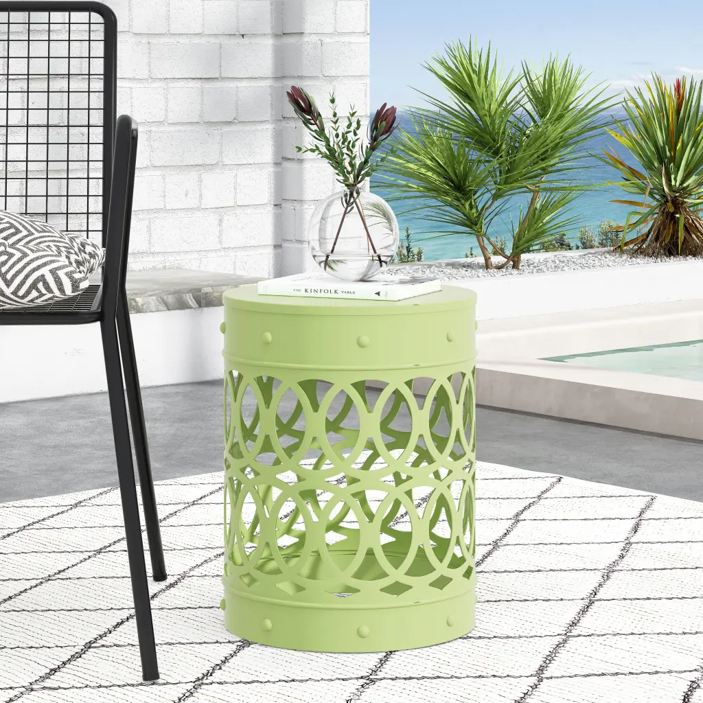 Large Green Iron Metal End Table Side Table Living Room Furniture nh-gardenpara