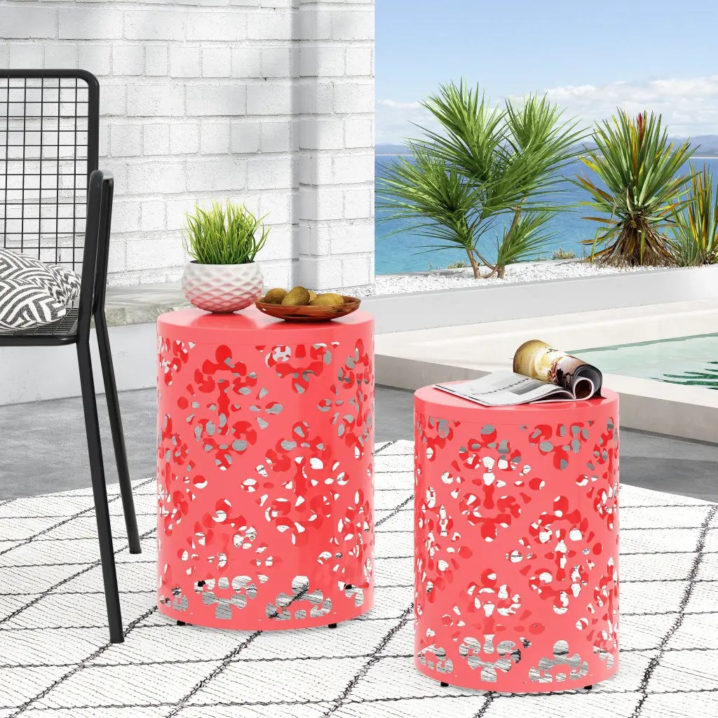 Metallic S 2 End Table Coral Ferrous Metal Side Table Living Room nh-gardenpara