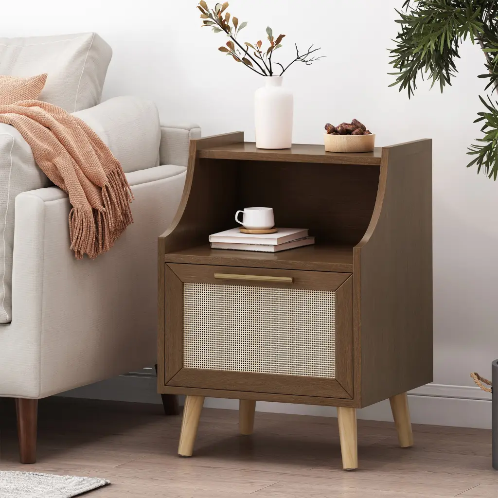 End Table Walnut Engineered Wood nh-inmax