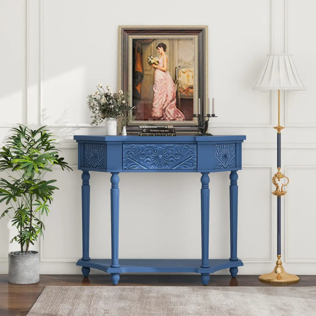 Elegant Carved 1 Drawer End Table Side Table Living Room rnb