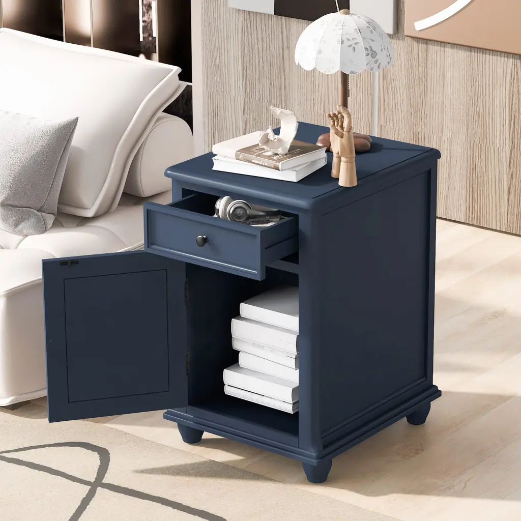 End Table Solid Timber Legs Side Table Usb Ports 1 Storage Compartment rnb