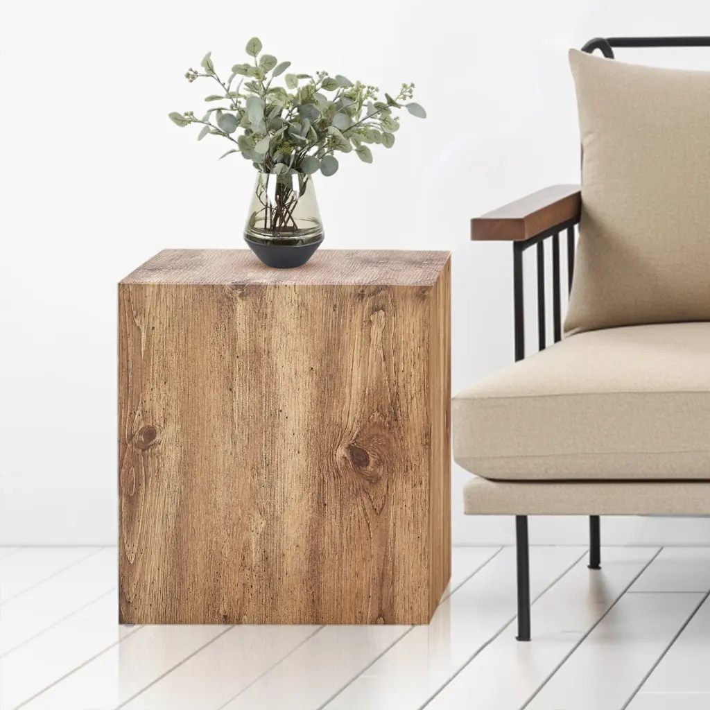 Square Stool And Coffee Tables 15.7 Inch Sofa End Table Mid Century Rustic rnb