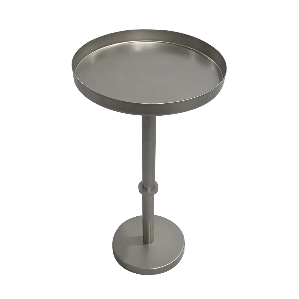 Ara 12 Inch Vintage Side End Table Polished Pillar Base And Round Tray Top royal hampton