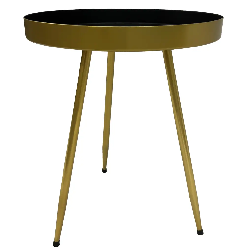 Enid 19 Inch Side End Table Black Matte Top Metal Copper Alloy Plating royal hampton