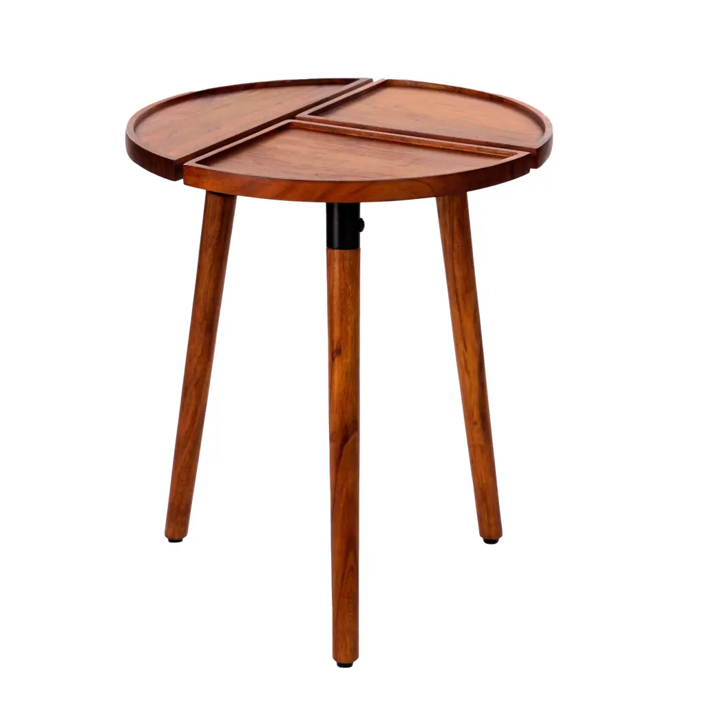 18 Inch Round Acacia Timber Side Accent End Table 3 Tabletop Sections royal hampton