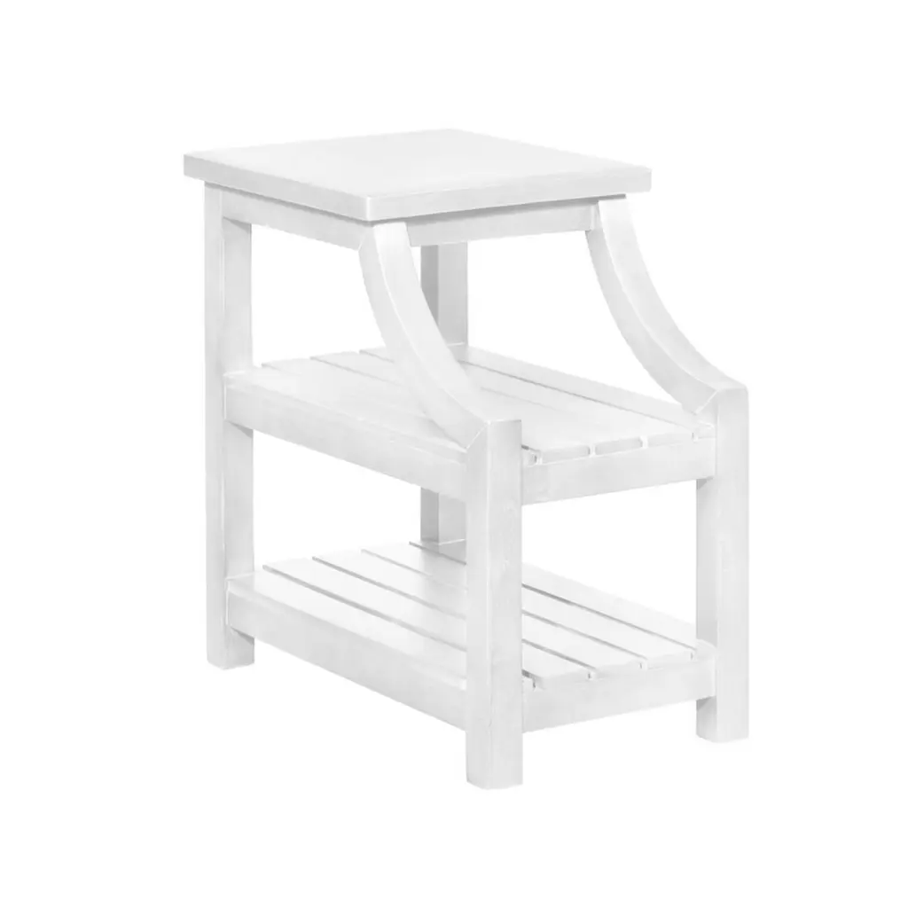 23 Inches Wooden End Table 2 Slatted Shelves - White MDF Living Room royal hampton