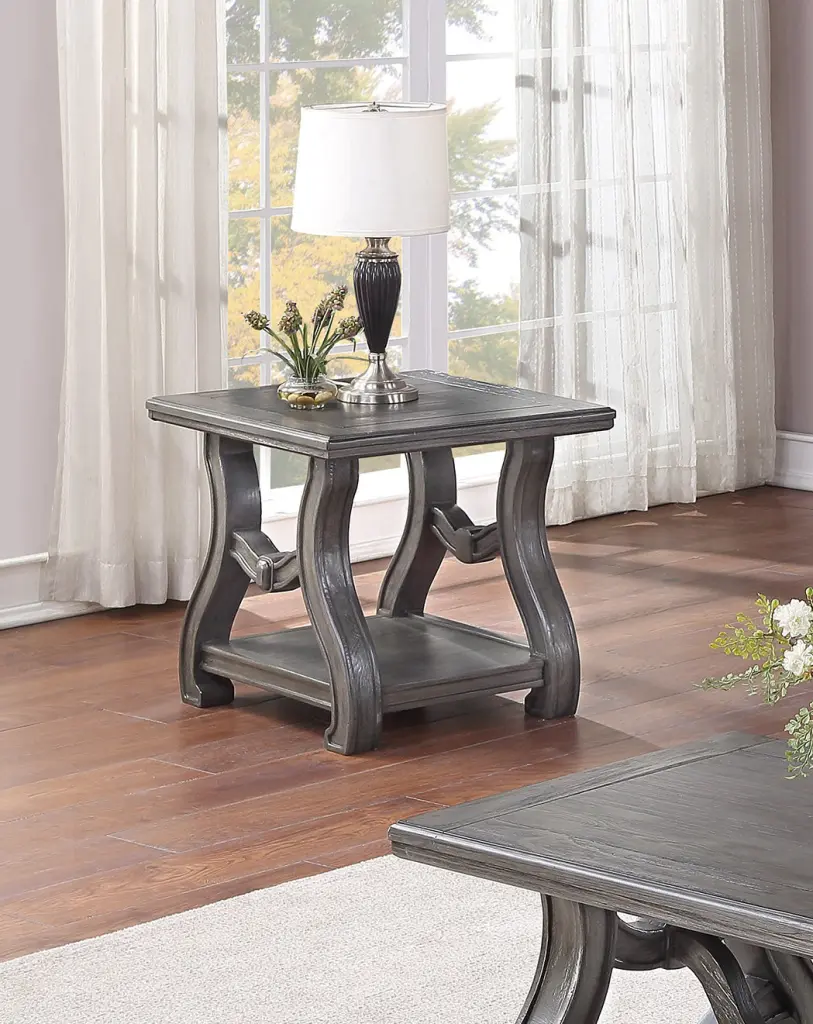End Table Open Shelf Silver Shiny Metal Square Coffee & End Tables simple relax