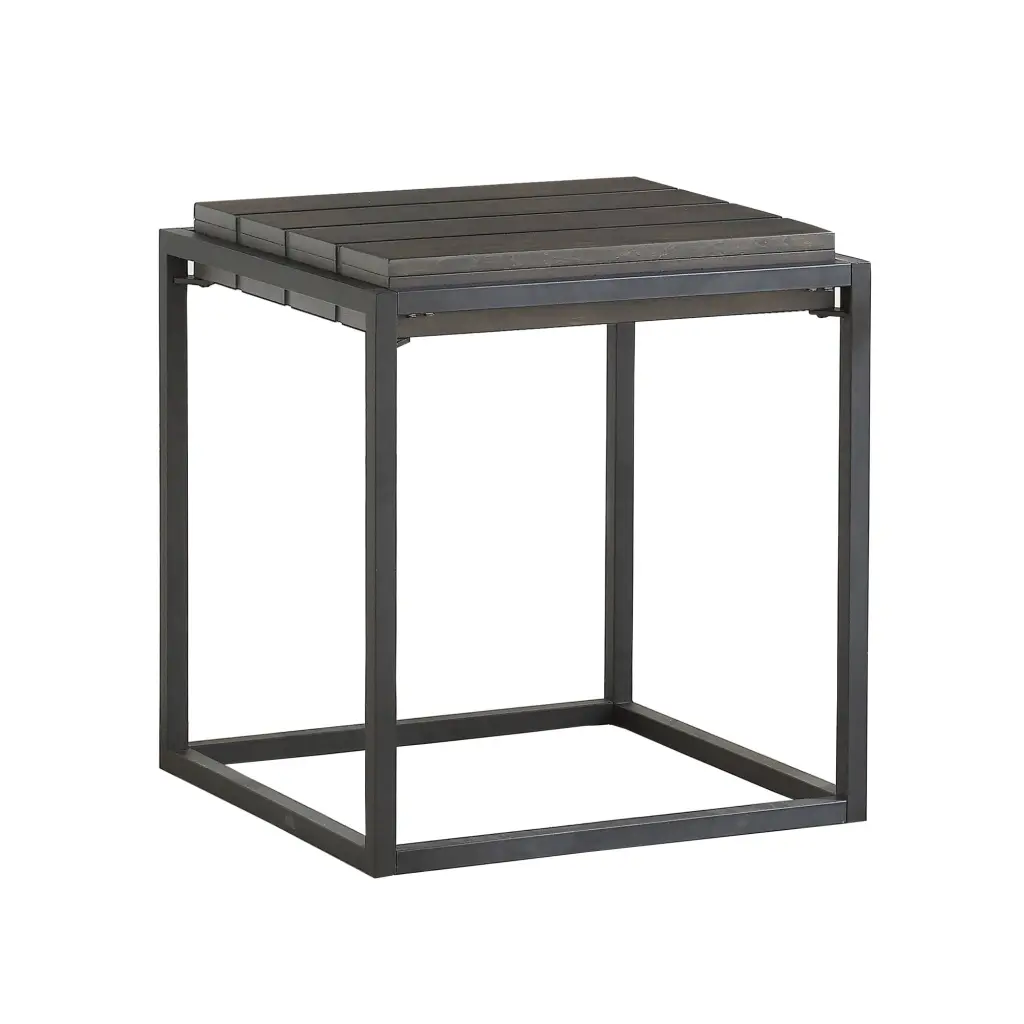 Steve Silver Tekoa Walnut Dark Gray Metal Base Mixed Media End Table Steve Silver Company