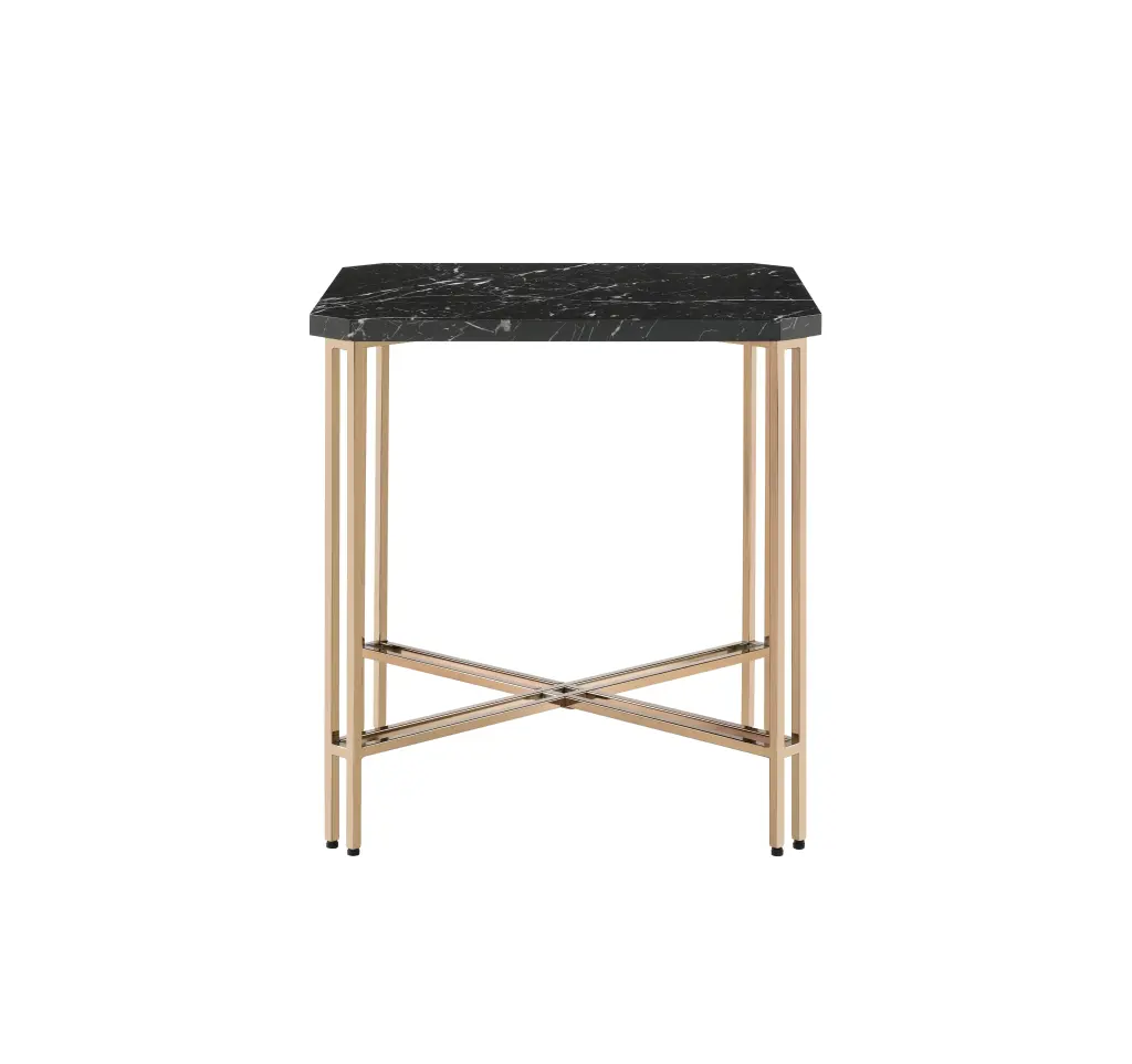 Daxton Square End Table Faux Marble Top Black Wood steve silver furniture