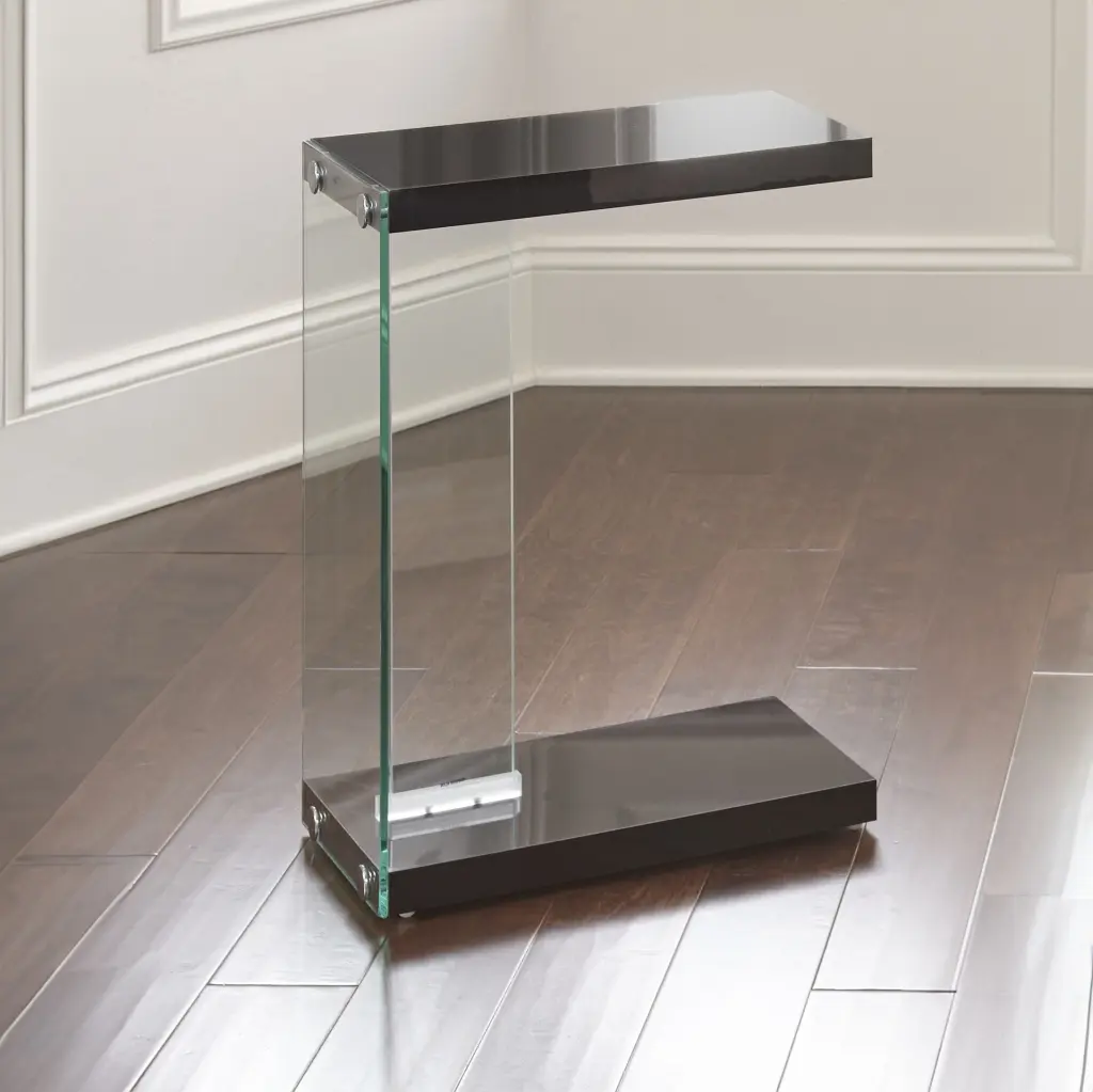 Elaina Chair Side End Table Black Black Tempered Glass Living Room steve silver furniture