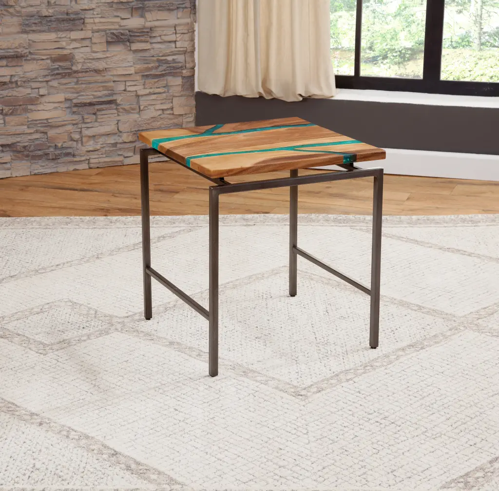Tamra End Table Brown Iron Finish steve silver furniture
