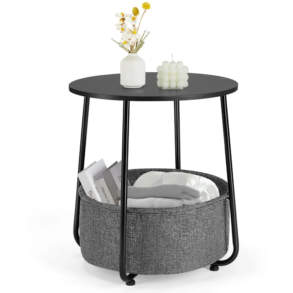 Small Round Side Table - Modern Nightstand Living Room or Bedroom w2201