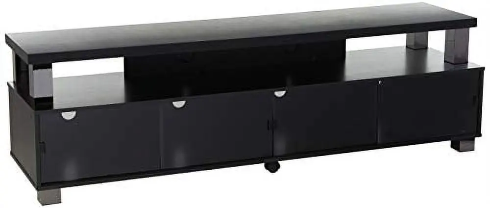 CorLiving Black Engineered Wood TV Stand Glass Doors TVs up to 95 Inches