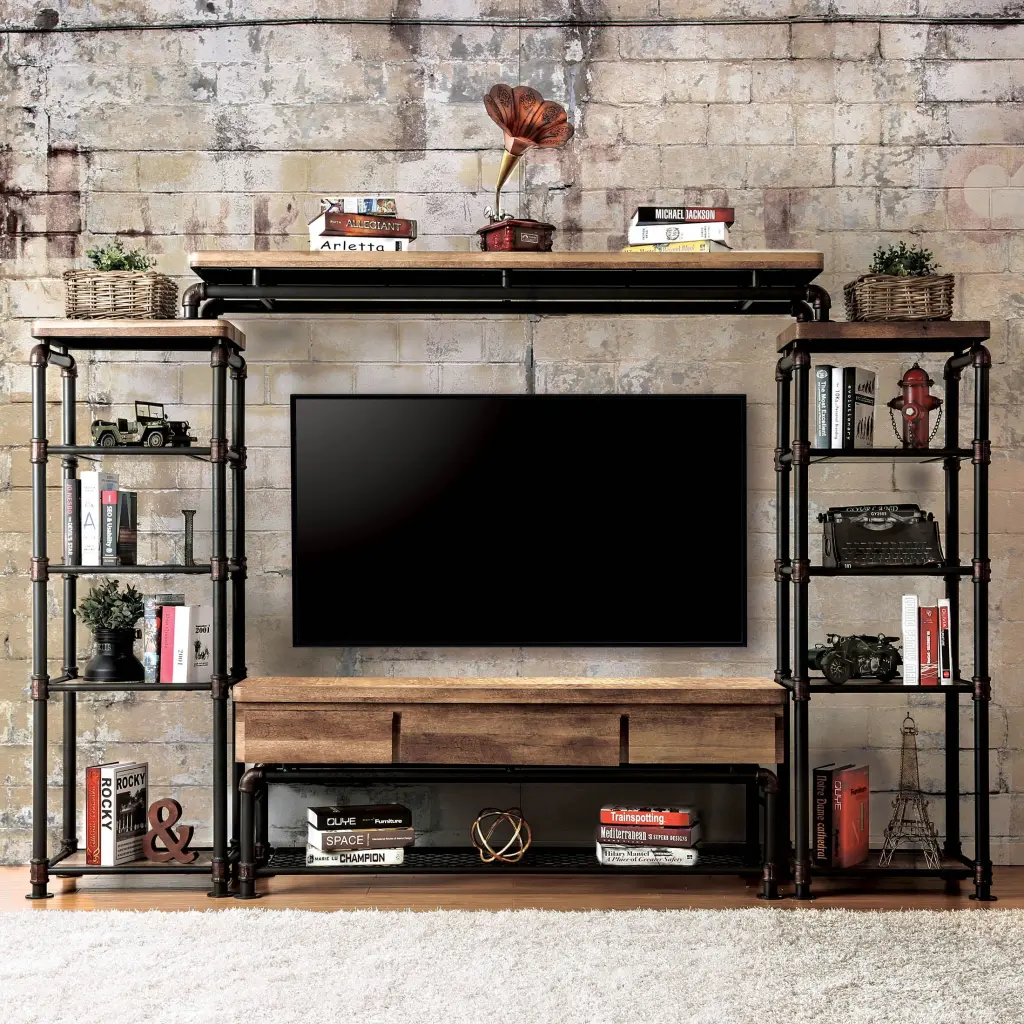 Furniture America Velmer 4-Piece Entertainment Center Natural